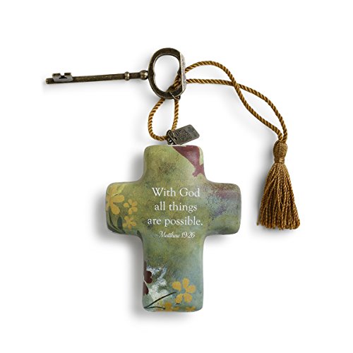 Demdaco All Things Are Possible 4 Inch Cross Shaped Resin Keepsake Decoration, Olive Green #TOP19
