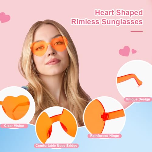 8PCS Heart Sunglasses Colorful Heart Shaped Sunglasses Bulk Sun Glasses for Bachelorette Party Favors Halloween3