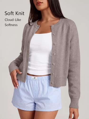Image of Trendy Queen Cropped Cardigan Sweaters for Women Fall Fashion Clothes 2026 | Lightweight Knit Button-Down, Y2K Open-Front Layering Piece for Fall, Spring & Office Wear