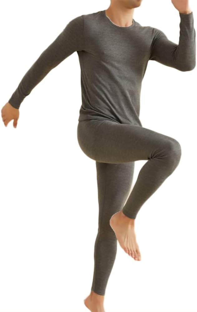HSQSMWJ Men's Thermal Underwear Set Soft Base Layer Long Sleeve Warm Top & Bottoms for Winter L-3XL