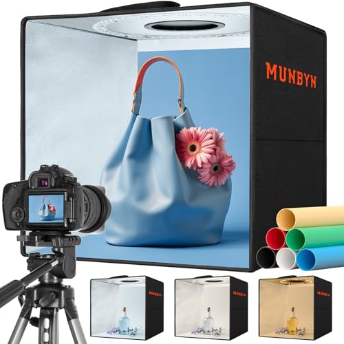 MUNBYN Be{bNX 40cm Beu[X ܂肽 ȈՃX^WI ʐ^B锠 Lbg \160LEDCg Beu[X Cg{bNX 6̏iBewii//IW///j ʃI[vjO RpNgŎ^т֗ 