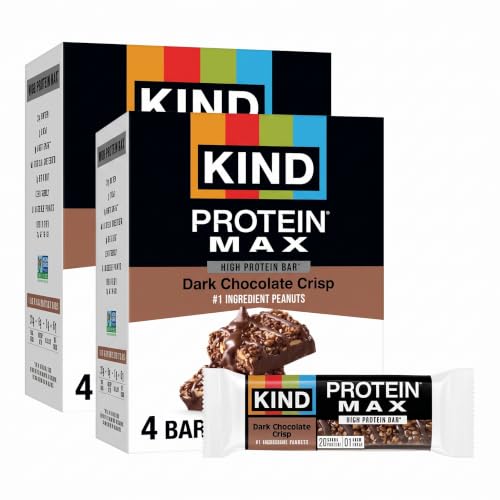 KIND Protein MAX, Dark Chocolate Crisp, 20g Protein, 1g Sugar, Low Sugar, High Protein Snack Bars, 4 Count (Pack of 2) - image 1