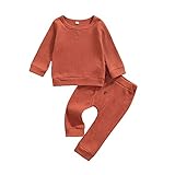 Baby Girl Fall Winter Knitted Clothes Set 6 9 12 18 24 Months Infant Long Sleeve Solid Sweater and Pants Outfits (Red, 12-18 Months)