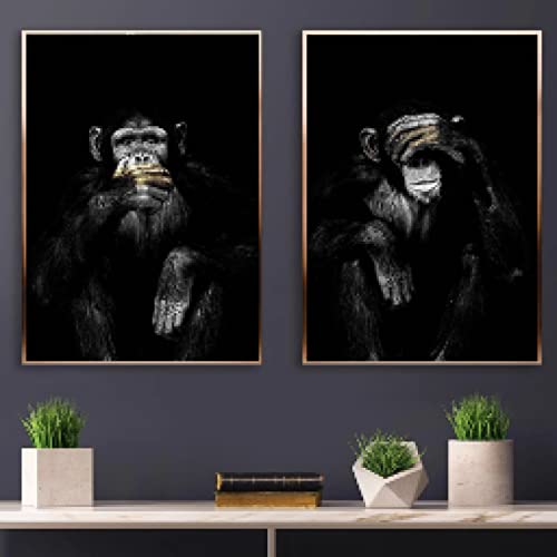 Poster Singe Drôle Toile Animaux Peinture Murale Salon Décoration Maison 30x40cm x2