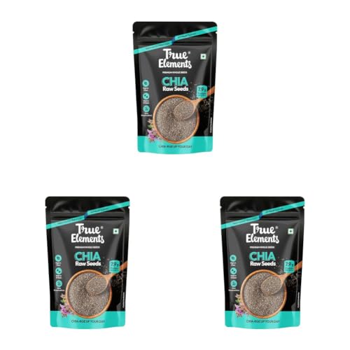 Image of True Elements Raw Chia Seeds 500g - Dirt & Stone Free Premium Chia Seeds | 30 days pack | High Fibre & Plant Protein | Helps with Weight Management | Good for Summer Hydration | Super Seeds for Smoothies, Oats & summer Drinks