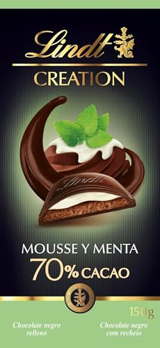 Lindt CREATION Chocolate Negro 70% con Menta 150g – Tableta Rellena de Mousse Refrescante