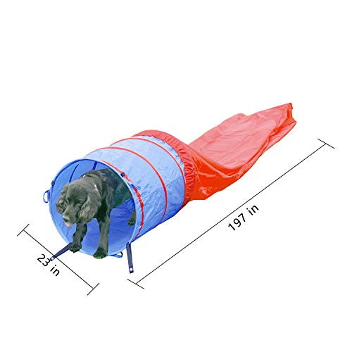 Pawise 11434 Agilitytunnel Hundetunnel Spieltunnel Sacktunnel 5 Meter, blau-rot