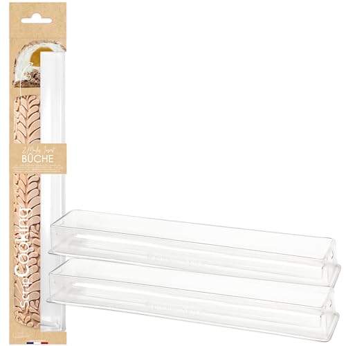 ScrapCooking 1961 Christmas Log Insert Moulds - 2 Semi-Rigid & Reusable PVC Moulds - Length 30 cm - Christmas Dessert Pastry Accessories - with Recipe