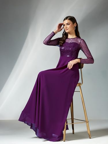 Image of Miss Chase Women's Long Sleeve Sequin Maxi Dress