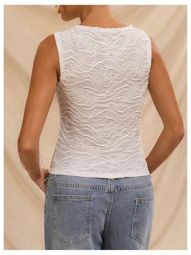 Milumia Women's Textured Crew Neck Tank Tops See Through Sleeveless Summer Tank Shirts3