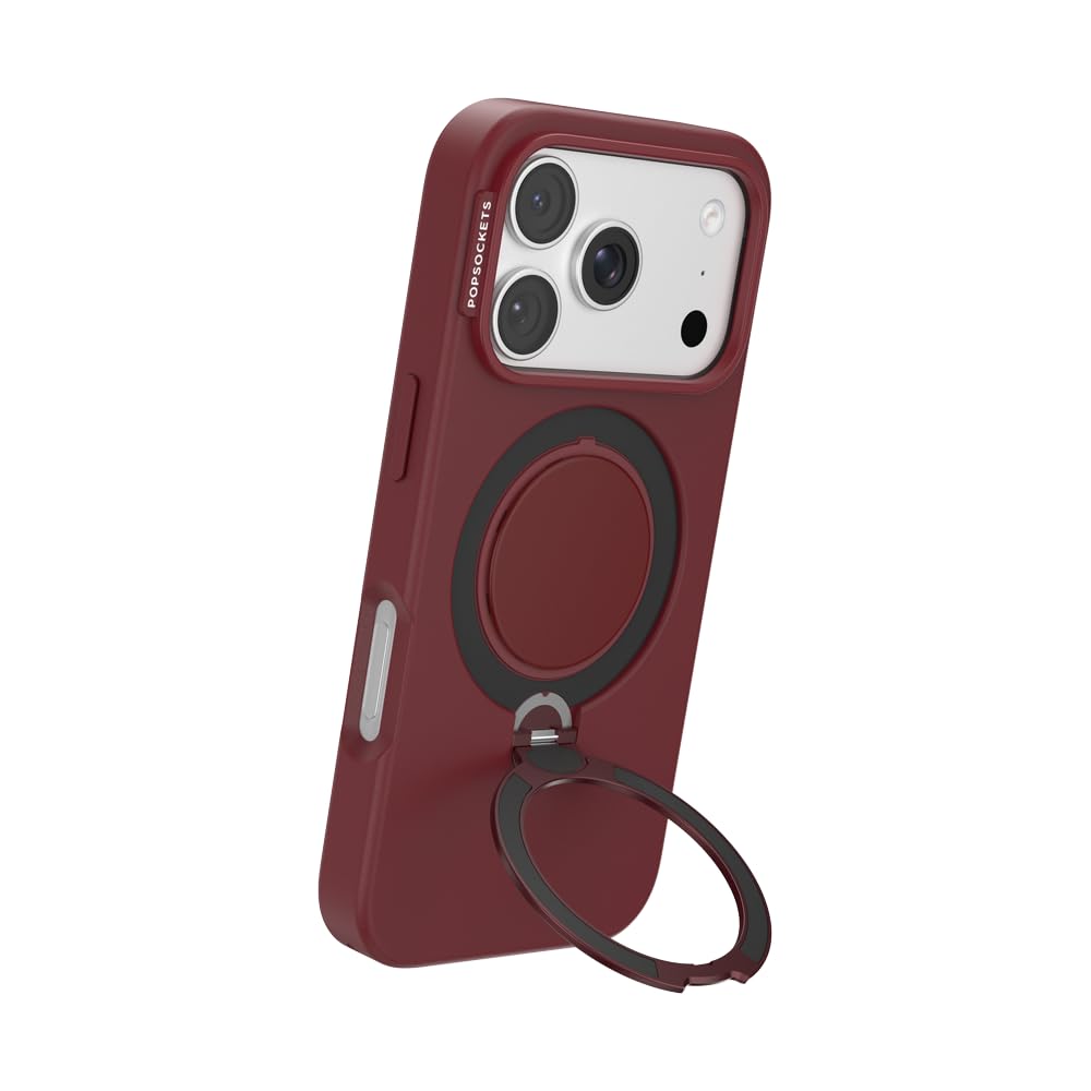 PopSockets Low-Pro iPhone 18 Pro Case, Built-in Grip- Burgundy