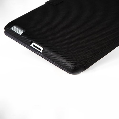 Ipad 2 Carbon Folder Collection - Top Quality Genuine Leather - Black #TOP5