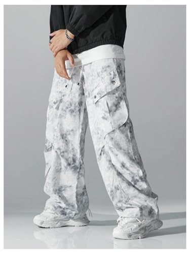 Men's Y2K Baggy Cargo Pants Hip Hop Drawstring Wide Leg Street Track Pants with Pockets3