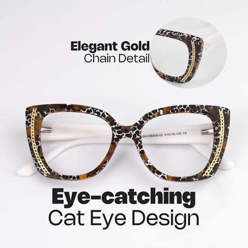 Image of Zeelool Cat Eye Blue Light Blocking Glasses Acetate Frame Women Eyeglasses JGM182863-02 Leopard, Medium