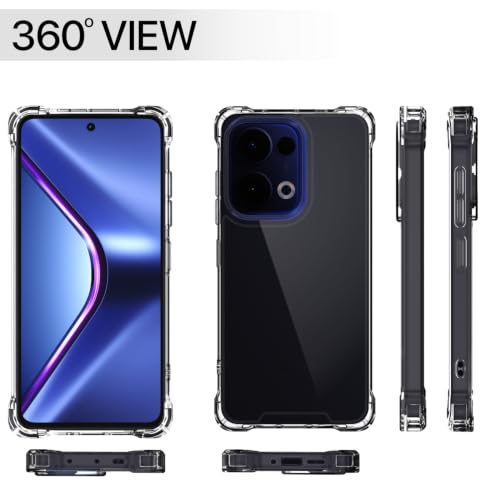 Image of Outlouders Back Cover for Oppo Reno 13 5G Clear Transparent PC + TPU Bumper Case with Raised Edges for Shockproof Protection (Transparent)