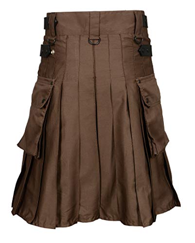 Chocolate Brown Leather Strap Utility Kilt For Active Man Kilt Wedding Kilts (40) #TOP2