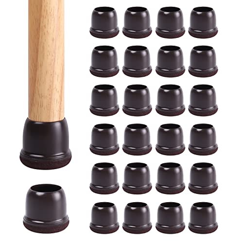 MAYZOLOP 1.25" Schutzkappen Für Stuhlbeine, 24 Stück Silikon Stuhlbeinkappen mit Filzpolstern Verhindert Lärm, Keine Kratzer,rutschfest stuhlbeinschoner für Hartholzböden, Runden Dunkelbraun Cover