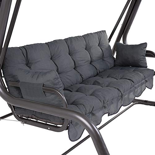 PATIO Hollywoodschaukel Auflage 170x50 Bankauflage grau Sitzkissen Rückenlehne Seitenkissen gesteppt Bora