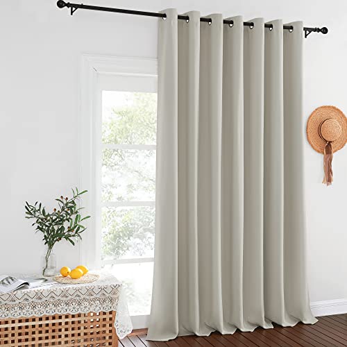 NICETOWN Sliding Door Curtains Extra Wide and Long, Thermal Insulated Large Curtain for Windows Energy Saving Patio Door Panel for Bedroom/Living Room (Natural, W100 x L120, 1 Panel)