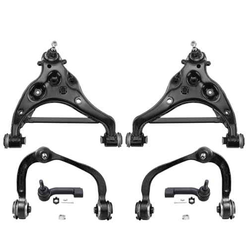 Image of Detroit Axle - Front Control Arms Tie Rods for 2018-2021 Lincoln Navigator Ford Expedition 2019 2020, 4 Upper and Lower Control Arms with Ball Joints 2 Outer Tie Rod End Links Replacement