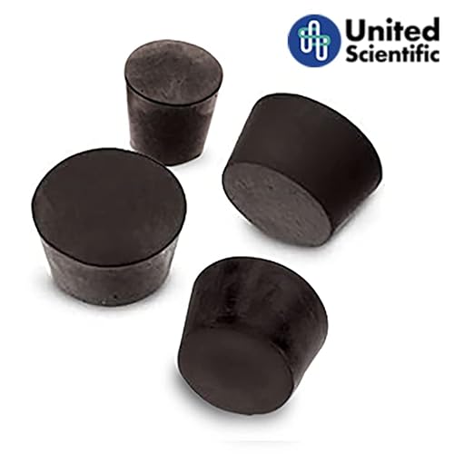 United Scientific™ Rstpk2 Premium Laboratory Black Rubber Stoppers | Good To Seal Bottles, Tubes And Many Other Containers - Black Lab Plug | #00 To #7 Assorted Sizes | 1Lb Of Stoppers | Pack Of 50 #TOP6