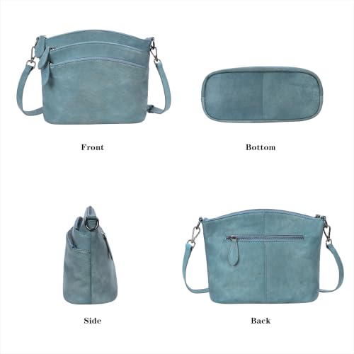 Image of HESHE Leather Crossbody Bags for Women Vintage Shoulder Handbag for Travel | Multi Pockets,Adjustable Straps,Retro Cross body Bag Designer Medium Handbag Ladies Casual Hobo Satchel Purse for Daily Use