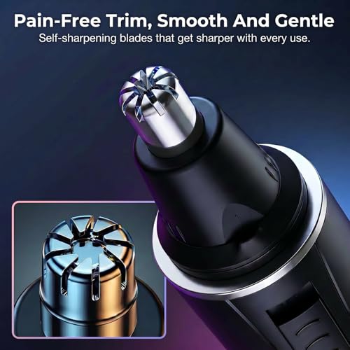 Image of Nose Hair Trimmer for Men,Rechargeable 3-in-1 Professional Painless Eyebrow & Facial Hair Trimmer for Men Women,Multifunctional Trimmer with IPX7 Waterproof,Powerful Motor and Dual-Edge Blades