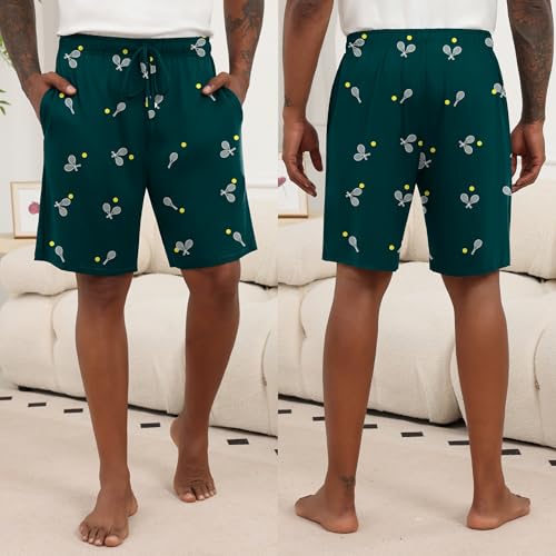 Image of Ekouaer Men's Pajama Shorts Soft Sleepwear Bottoms Elastic Waistband Loungewear Breathable Men Shorts with Pockets