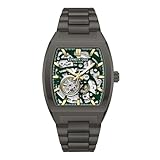 Kenneth Cole New York Men's Automatic Watch - Skeleton Dial, Curved Case, Contemporary Style, Green - Gun Metal Stainless Steel