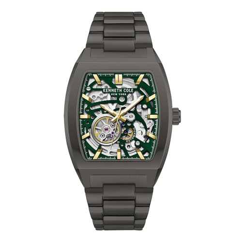Kenneth Cole New York Reloj automático para Hombre, Esfera de Esqueleto, Caja Curvada, Estilo contemporáneo, Verde - Acero Inoxidable plomizo, Pulsera Kenneth Cole New York Reloj automático para Hombre, Esfera de Esqueleto, Caja Curvada, Estilo contemporáneo, Verde - Acero Inoxidable plomizo, Pulsera