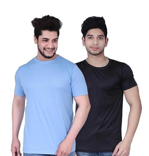 Image of Men's Round Neck Polyester Half Sleeve Regular fit, Stylish Branded Solid Plain Comfortable, Lightweight T-Shirt for Men