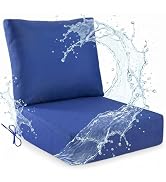 Premium 6" Thick Outdoor Chair Cushion Set,24"*24" Waterproof Patio Olefin Furniture Cushions,Adj...