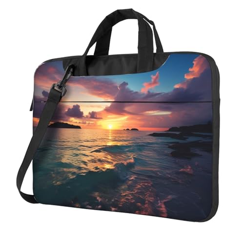 Bolso Tote para Laptop Ocean y Atardecer Negro miniatura 1