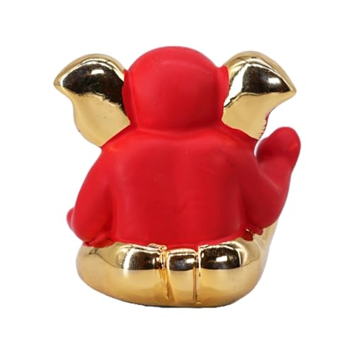 Image of Gold Plated Lambodara Ganesha | Ganpati Idol for Car Dashboard, Office Desk & Home Temple | Spiritual Decor & Gift | Blessings & Prosperity | Height 1.9 Inch
