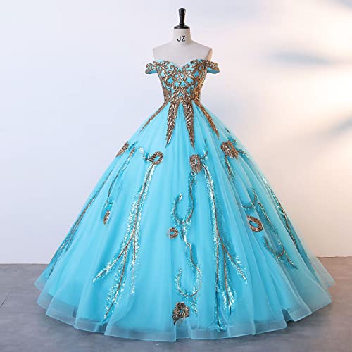 Image of Women's Beading Sweetheart Ball Gown Tulle Layed Long Quinceanera Dress