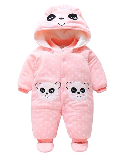 JiAmy Vine Baby Overall Strampler Winterjacke Unisex Cartoon Baby Strampelanzug mit Kapuze 6 Monate