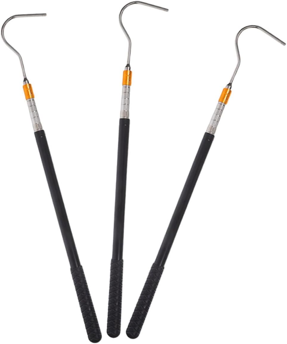 VALICLUD 3 Pcs Attic Pull Down Rod with Ladder Hook, Telescopic Loft Ladder Puller Pole for Rv Awning and Window Pull, Sturdy Multi-Section Stair Puller Tool for Camper Exterior Access