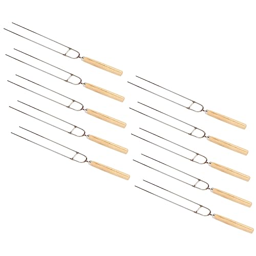 Gogogmee 10-pack U-shaped Bbq Needle Sticks Stainless Steel Roasting Skewers Wooden Handle Easy-clean Barbecue Tools for Chicken Beef and Kebabs
