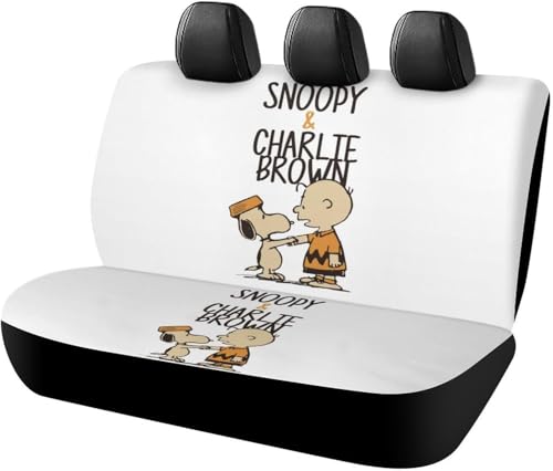 スヌーピー チャーリーブラウン (1) アニメ カーシートカバー 車シートカバー 後部座席用 シート保護 おしゃれ カー用品 軽/普通車 汎用 後席クッションカバー キャラクター 四季通用