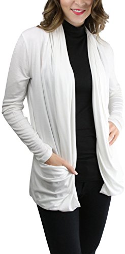 Image of ToBeInStyle Women's Long Sleeve Rib Banded Open Sweater Cardigan
