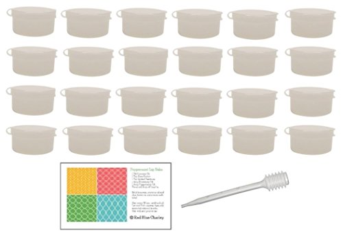 Hinge Top Plastic Containers for Lip Balms, Samples, Pills - 24 pk with Pipette (Natural 1/2 oz)