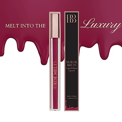 Image of Bergamot Beaute Matte Liquid Lipstick Suede Melts Non Transfer, Waterproof, Kiss Proof Long Lasting Upto 8 + Hours For Women 2.1ml (Seductress)