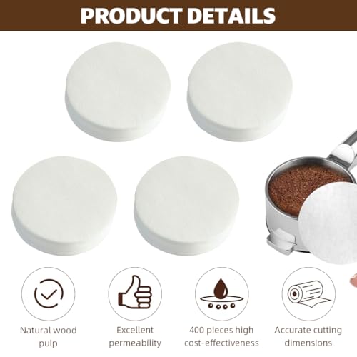 Image of Supvox 400 Counts Espresso Coffee Filters for 58mm Espresso Portafilter Moka Pot Coffee Filters Paper Replacement Filter Coffee White Coffee Filter Paper Round Coffee Maker Filters