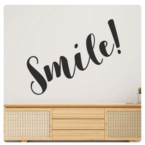 My Vinyl Story - Smile Wall Decal - Inspirational Sticker Quote, Positivity Vinyl Word Art Decor for Home Office, Classroom, Bedroom, Affirmation - Removable (Black, 27x10 inches)