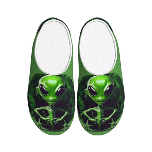 Pantoufles d'hiver antidérapantes en peluche extraterrestre