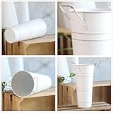 2 Pack 9 Inch Vintage Metal Galvanized Flower Vase, Farmhouse French Flower Bucket Vases with Handles Tall Galvanized Metal Planter Bucket for Home Decor. - Image 6