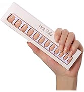 Veda Tinda Press on Nails Nude Short Square Acrylic Nails Bare My Heart Fake Nails Stick On Nails...