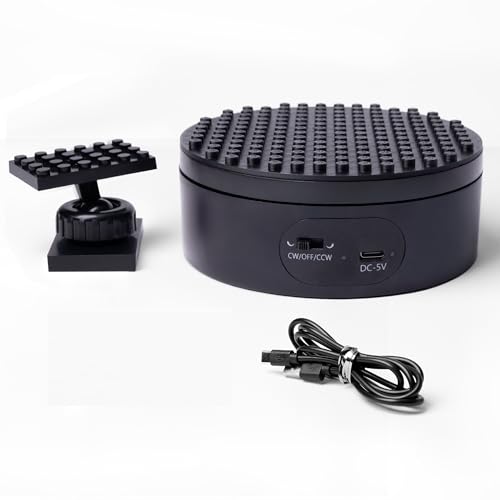 Infinity 360 Motorized Turntable Display Stand – Rotating Display for LEGO Sets – Smooth Spinning Base to Showcase Your Master Builds, Minifigs, and Models – USB Powered, Easy Setup – Black