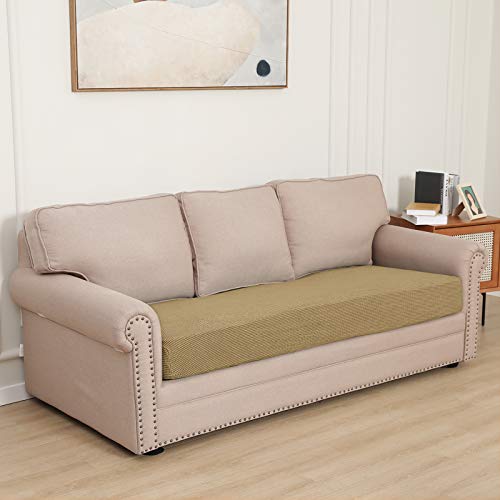 Image of Easy-Going Stretch Cushion Cover Sofa Cushion Furniture Protector Sofa Seat Sofa slipcover Sofa Cover Soft Flexibility with Elastic Bottom(Sofa Cushion,Golden) | Sofa Cushion Furniture Protector Sofa Seat sofa slipcover Washable sofa cover soft with Elastic Bottom Golden