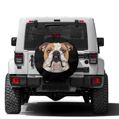 Image of Delerain Spare Tire Cover with Backup Camera Hole Bulldog Dog Wheel Covers Waterproof Dust-Proof UV Sun Universal Fit for Jeep Trailer RV SUV Truck (17 Inch for Diameter 31 inch-33 inch)